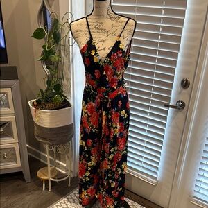 Floral Pants suit with Red and Yellow Flowers